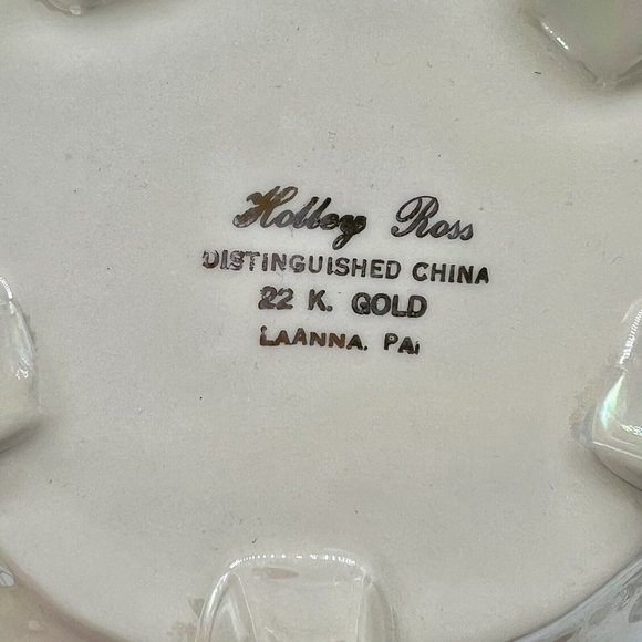 Holley Rose Iridescent 22K Gold Accent Footed Candy  Jar Trinket Read - Picture 9 of 10